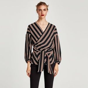 Zara Striped Blouse with Belt